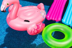 water, animal, funny, equipment, flamenco, float, floats, inflatable, toy, pool, plastic, rose flower, nature, rose, summer, yellow, green, blue, inflatable, inflatable, inflatable, inflatable, inflatable